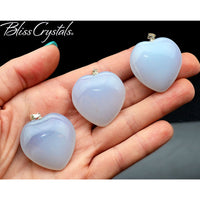 Thumbnail for 1 BLUE CHALCEDONY Heart Pendant with Sterling Silver Bale 