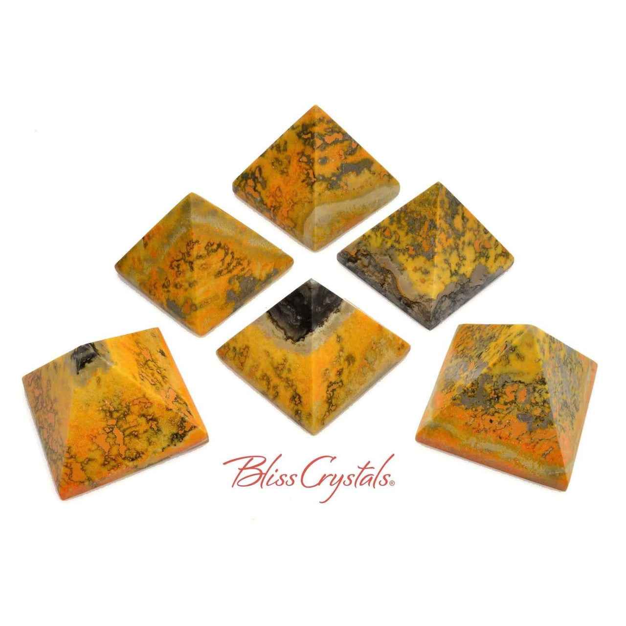 1 BUMBLEBEE JASPER Pyramid Yellow Orange Black Spotted #BJ56