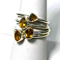 Thumbnail for Citrine Faceted Sterling Silver Ring Dainty Stacking Style Sizes 4 - 10 #SK6773