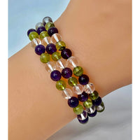 Thumbnail for 1 Clear Quartz Amethyst and Peridot 6 mm Beaded Stretch 