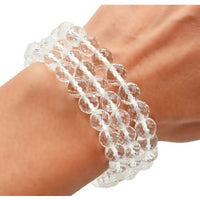 Thumbnail for 1 CLEAR QUARTZ Stretch Bracelet 8 mm Faceted Beaded Crystal 