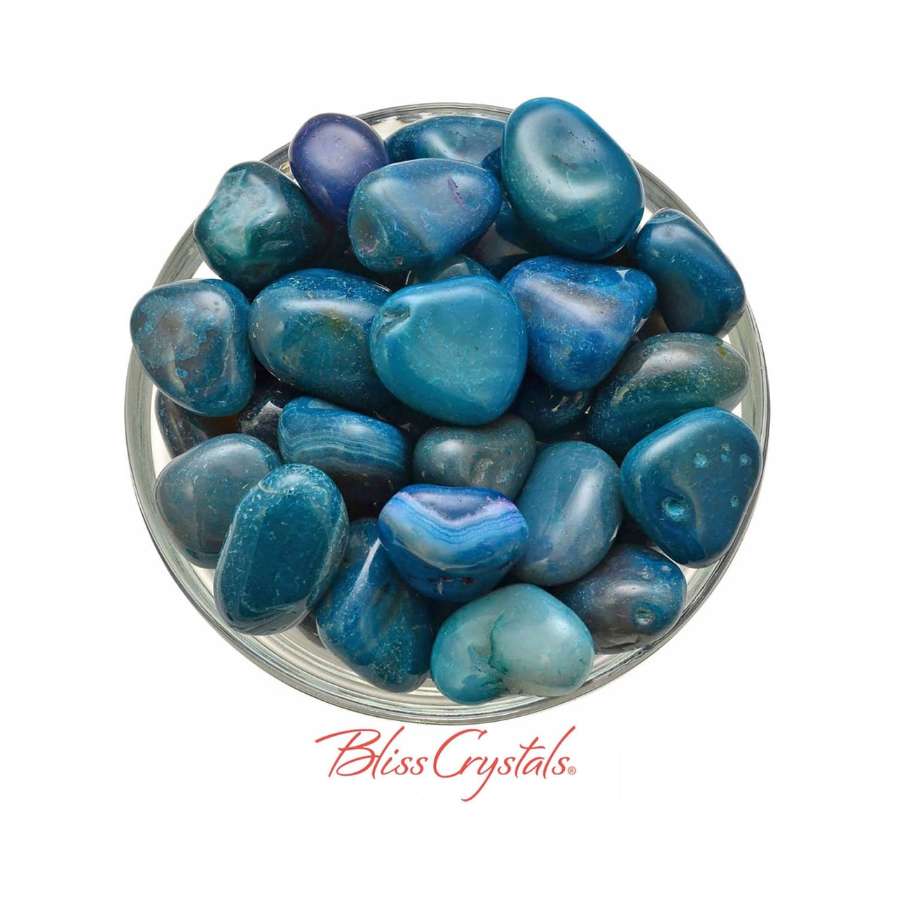 1 Fancy TEAL BLUE AGATE Tumbled Stone Crystal Color Enhanced