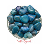 Thumbnail for 1 Fancy TEAL BLUE AGATE Tumbled Stone Crystal Color Enhanced