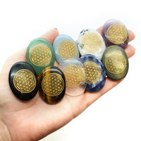 Thumbnail for Flower of Life Etched Palm- You Choose Stone #LV0038