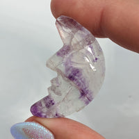 Thumbnail for 1 Fluorite Carved Moon w Face (10g) #SK5939 - $12.60