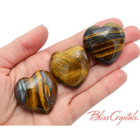 Thumbnail for 1 GOLD Tigers EYE Heart Medium Polished Stone Healing 