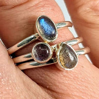 Thumbnail for 1 Labradorite Sterling Silver Ring Dainty Stackable Style 
