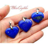 Thumbnail for 1 LAPIS LAZULI Polished Heart Pendant + Bag #LH40