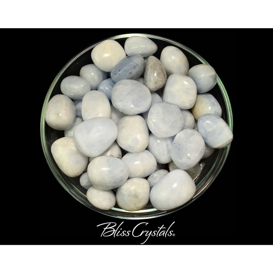 1 Large BLUE CALCITE Tumbled Stone Medicine Bag #BC11