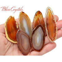 Thumbnail for 1 Large Fancy GOLD AGATE Slab Slice Polished Crystal - Stand