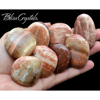 Thumbnail for 1 Medium Pink Banded ARAGONITE Palm Stone Peruanita aka Cave