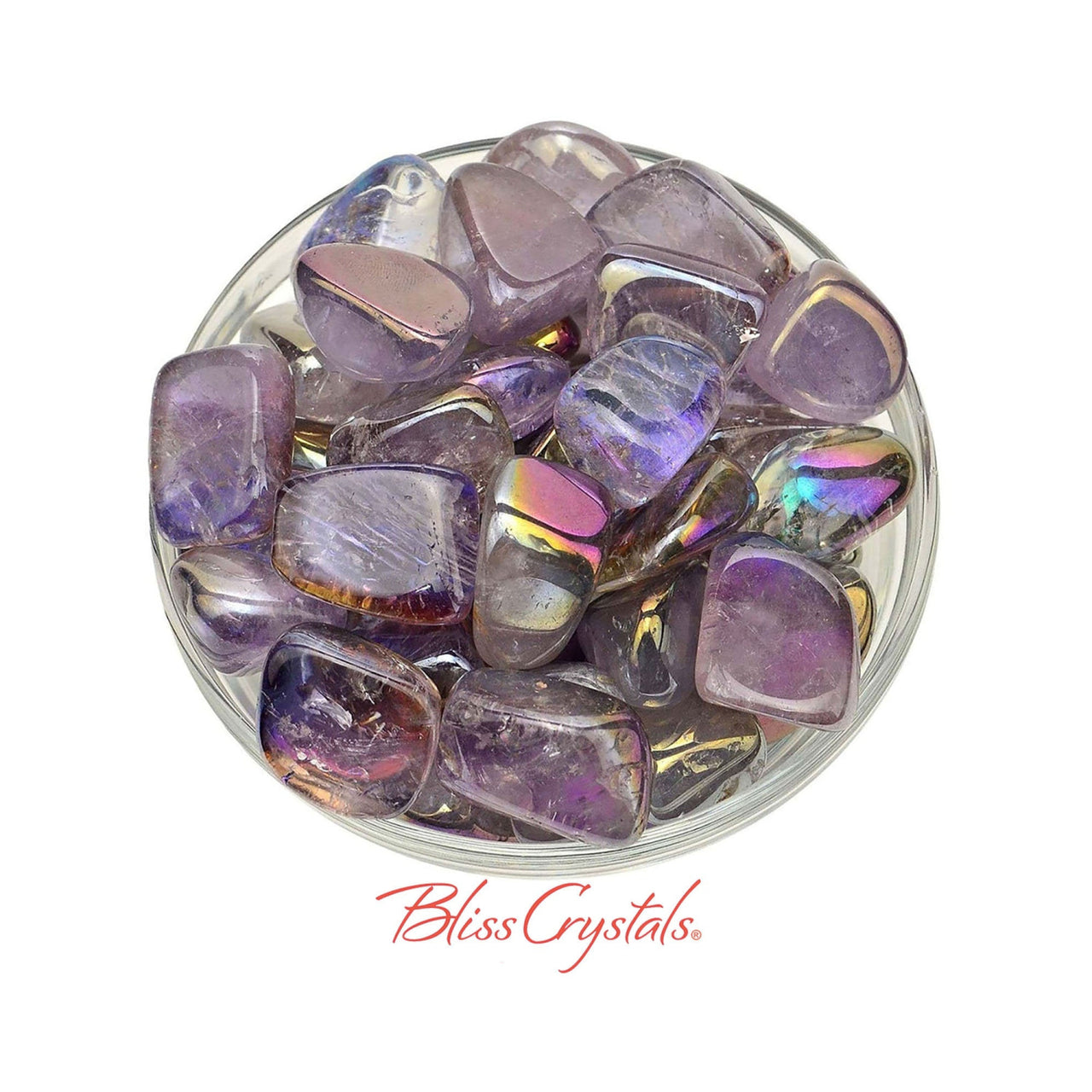 1 MedLrg AMETHYST Rainbow Aura Tumbled Stone aka Opal Aura 