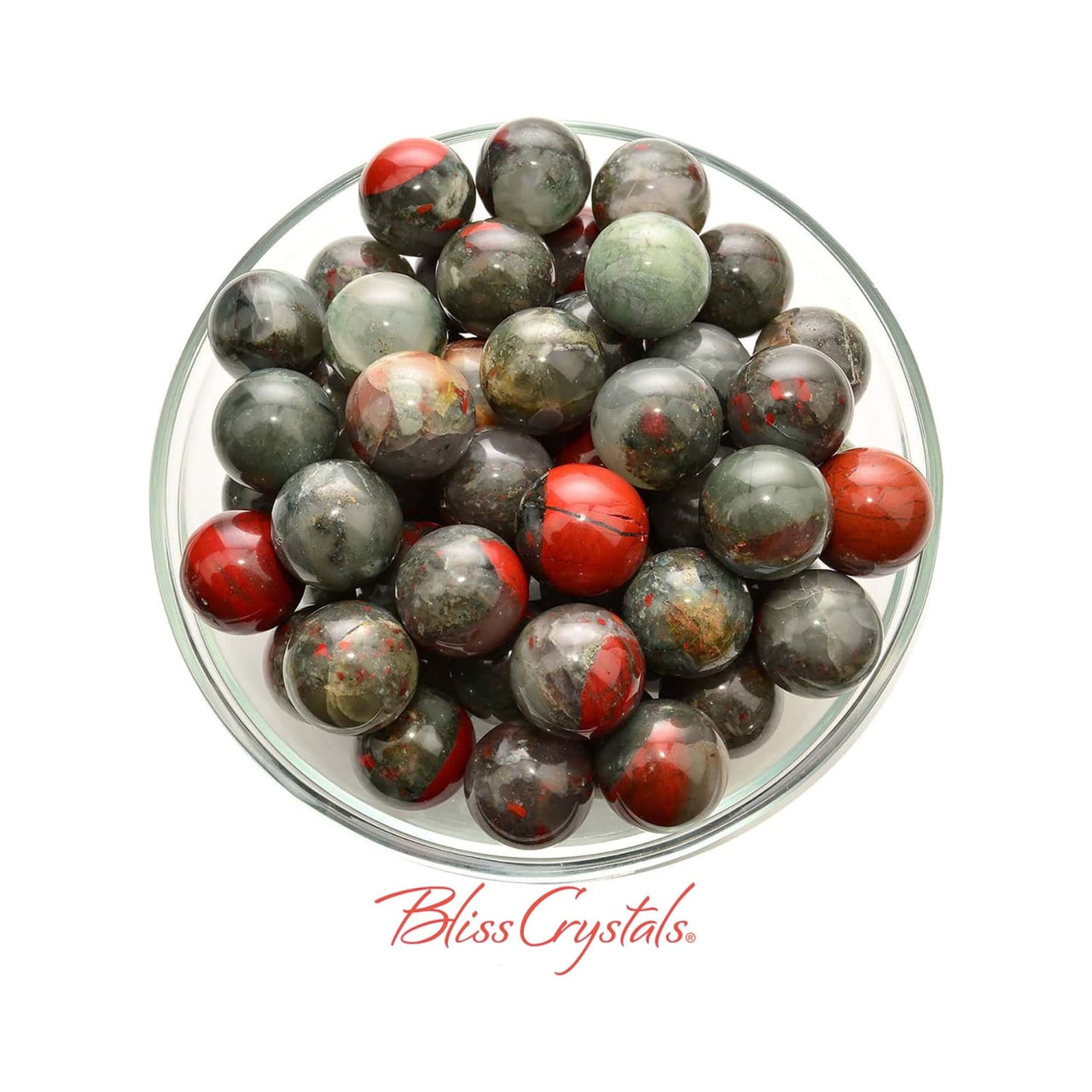 1 Mini African Bloodstone Sphere + Stand pocket marble #AB14