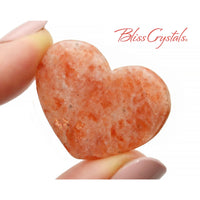 Thumbnail for 1 Mini SUNSTONE Polished Heart Peach Color Healing Crystal 