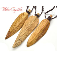 Thumbnail for 1 Palo Santo Feather Pendant Carving Wood Necklace Healing 