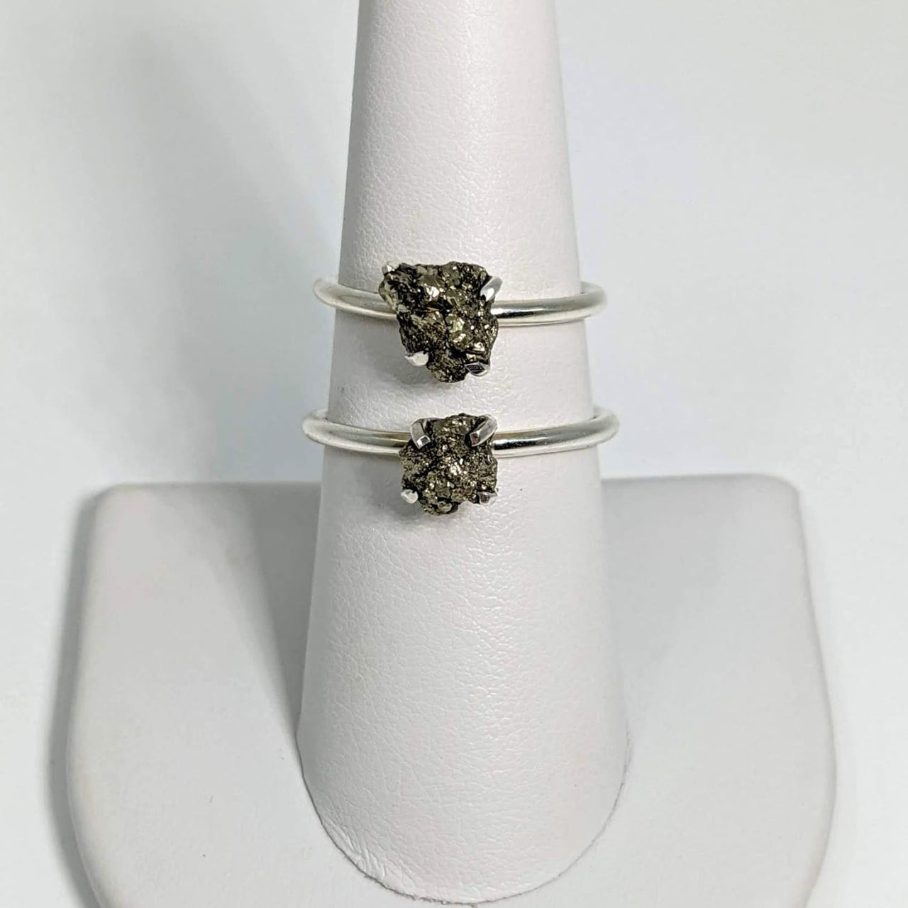 1 Pyrite Crystal Stackable Dainty Ring.925 Sterling Silver 