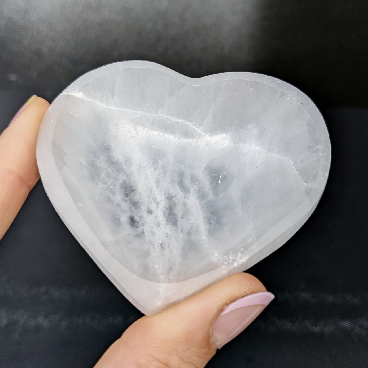 1 Selenite 2.7 Mini Heart Bowl (approx. 107g) #SK9195 - $25