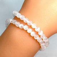 Thumbnail for 1 Selenite 6 mm Beaded Bracelet #SK7842 - $14