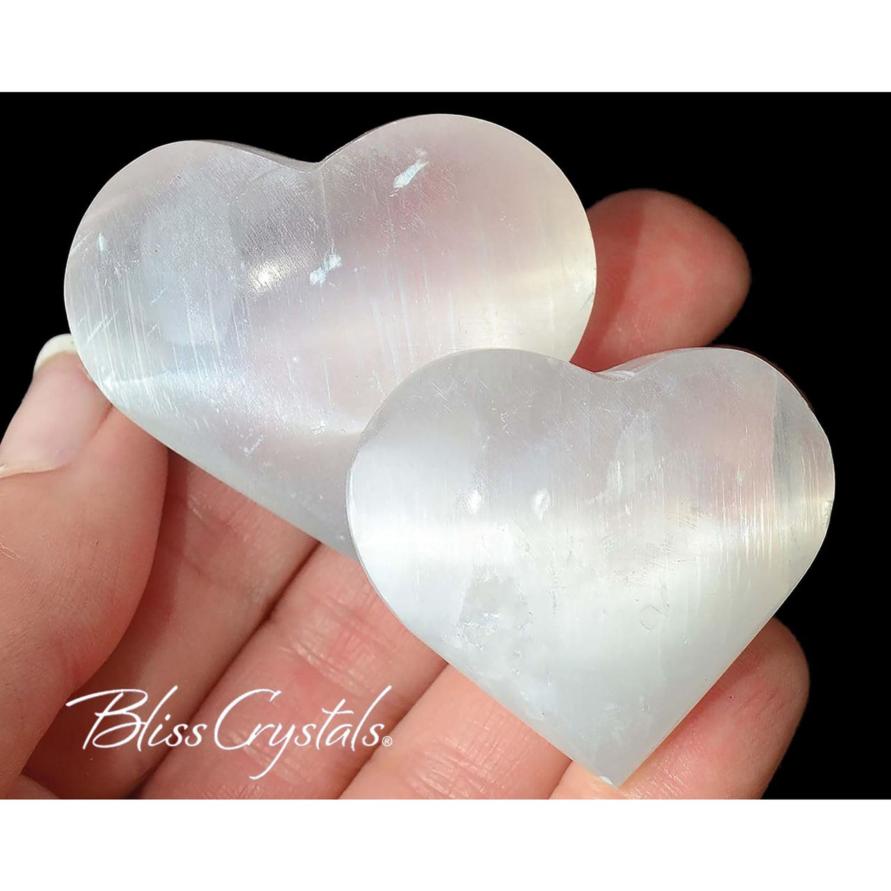 1 SELENITE HEART Polished Stone Crystal #SL32