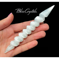 Thumbnail for 1 SELENITE WAND Spiral Double Terminated Design Crystal 