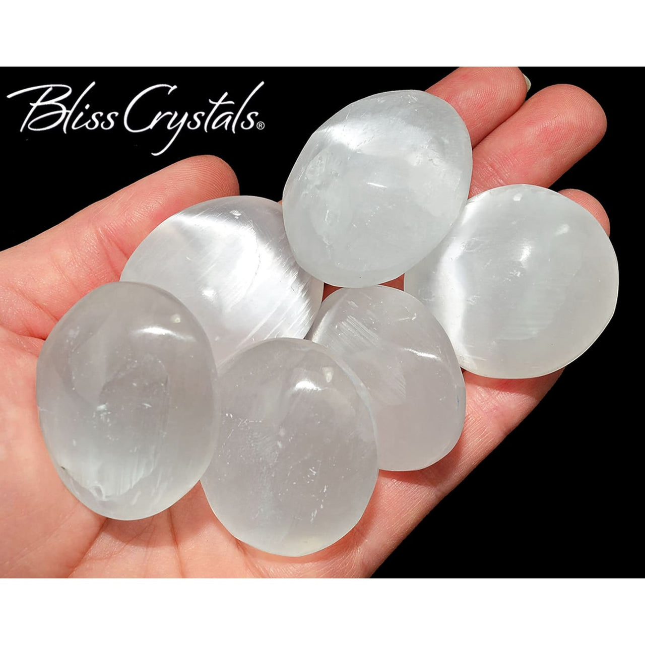 1 SELENITE XS Palm Stone Moonglow Emotional Cleanser Yoga 