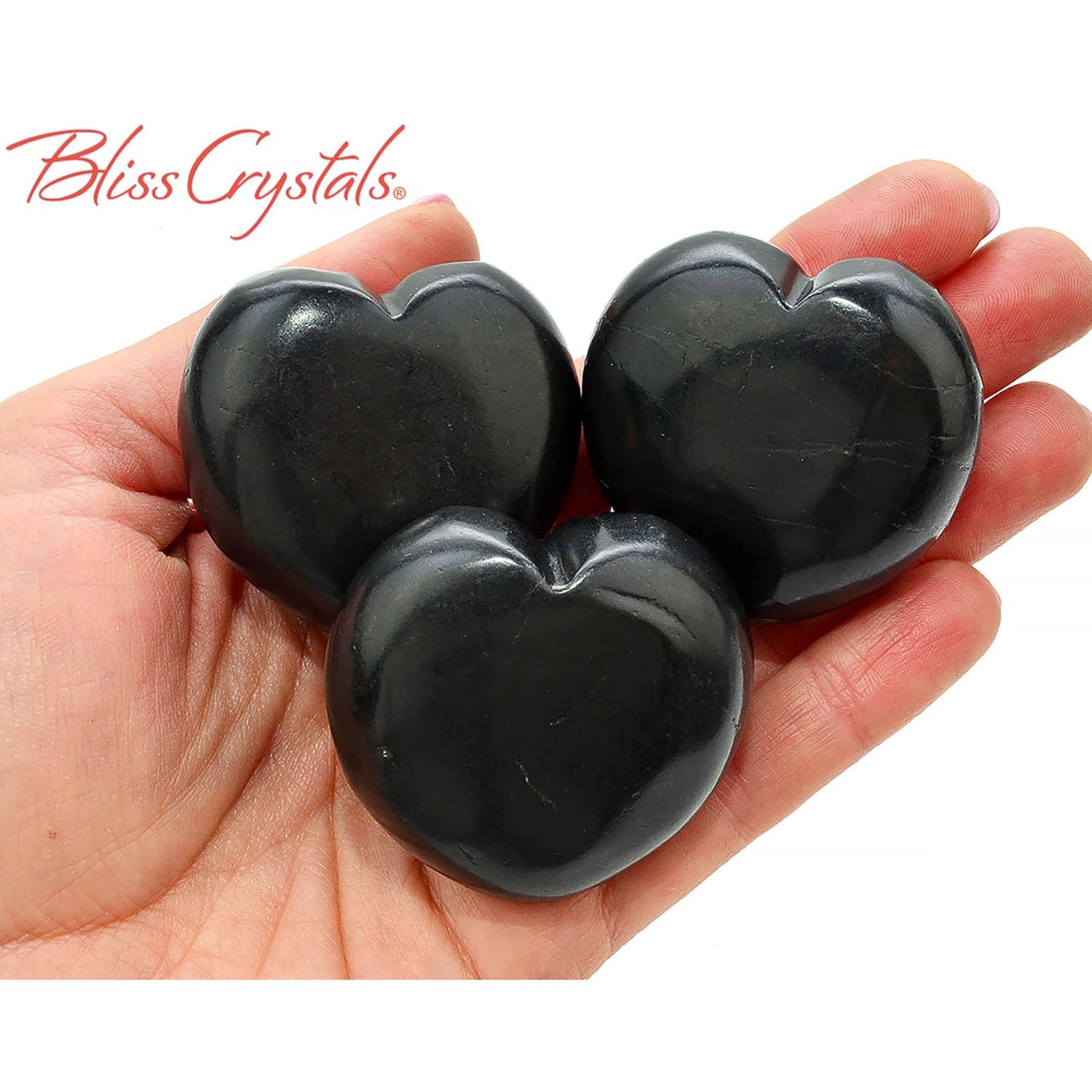 1 SHUNGITE Polished Heart + Bag Healing Crystal and Stone 