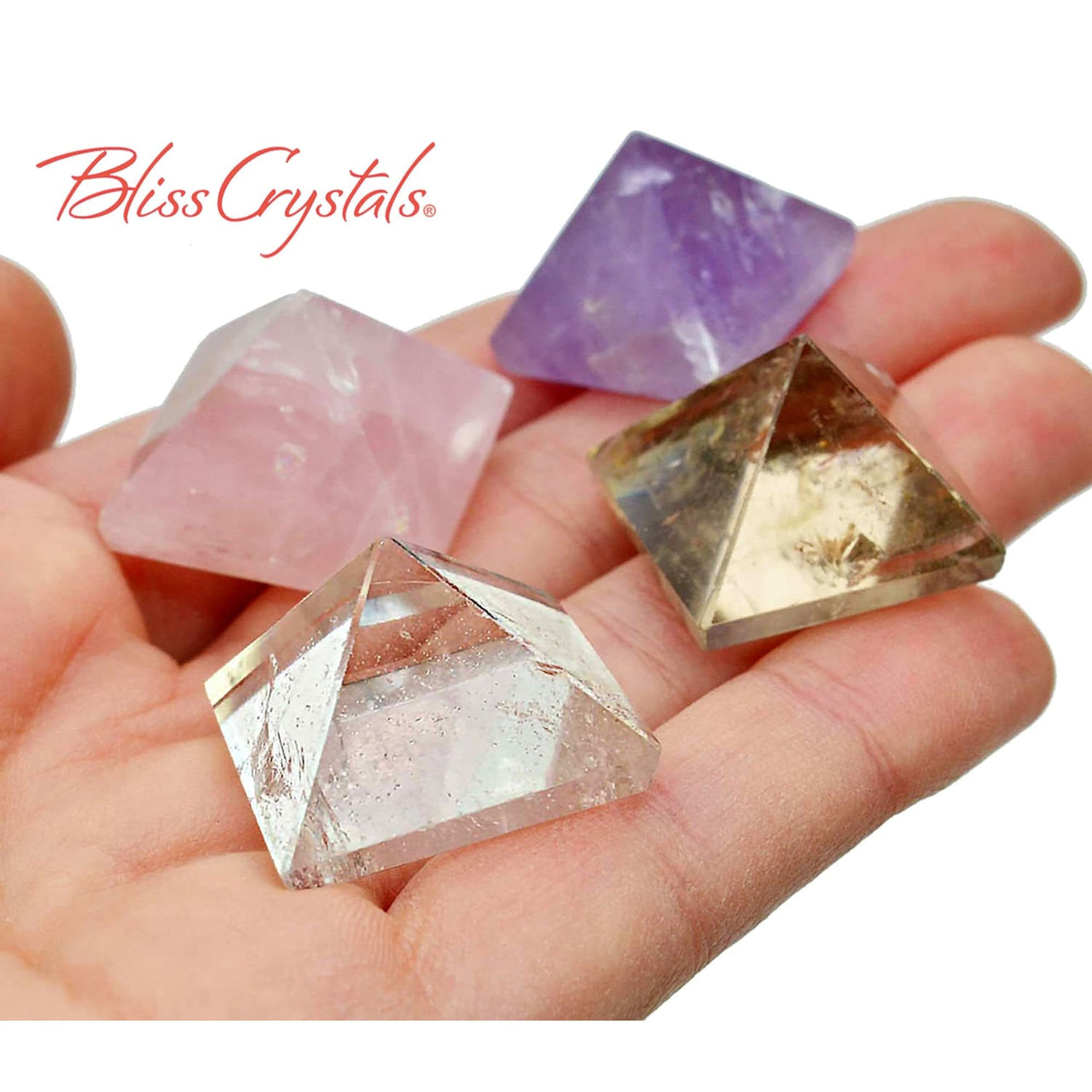 1 Small Crystal PYRAMID (Choose Rose Quartz Smoky Quartz 