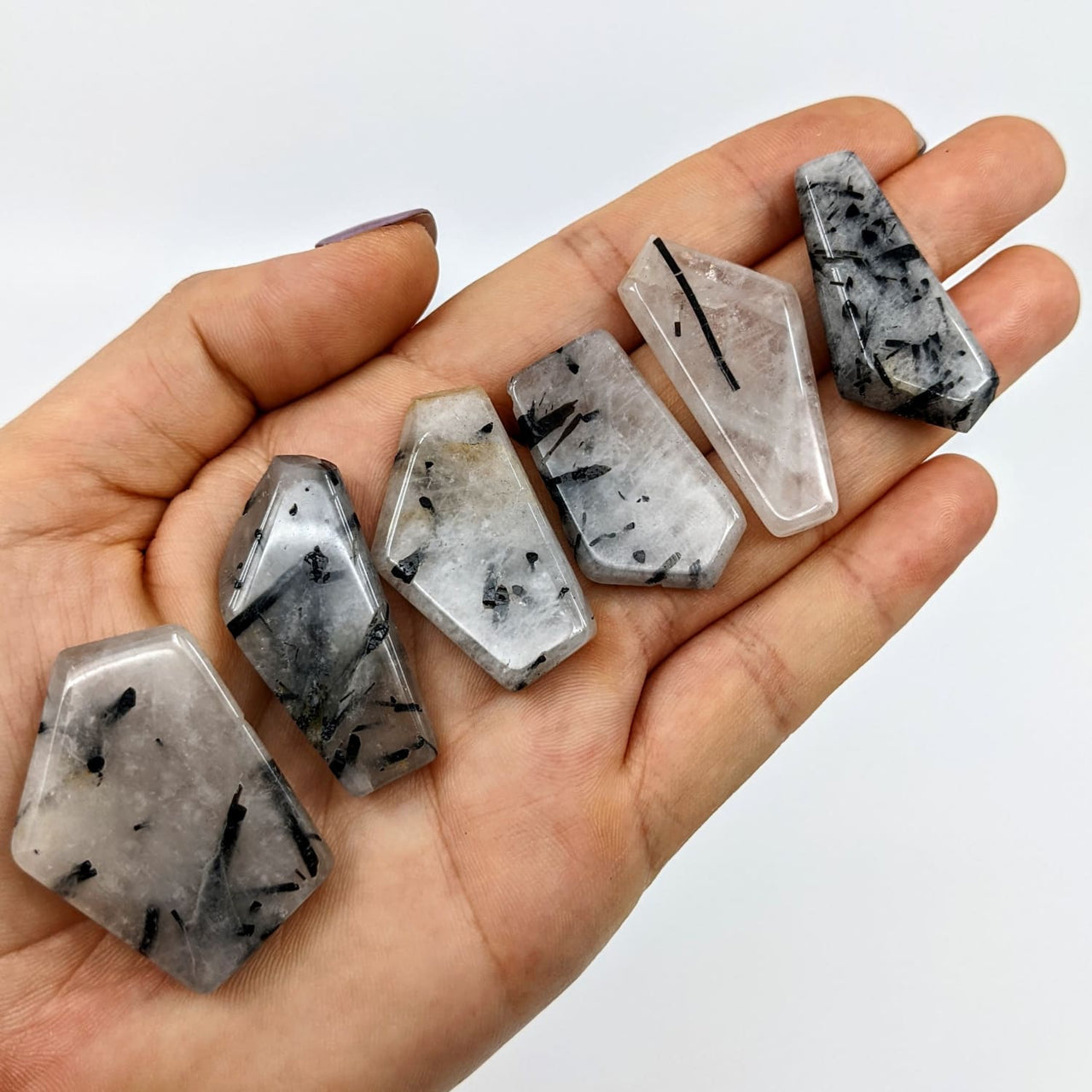1 Tourmalinated Quartz Polished Pocket Stone (15g) #SK8391 -
