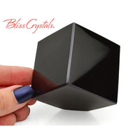 Thumbnail for 2 BLACK OBSIDIAN Cube Cut Polished Altar Stone #BM12