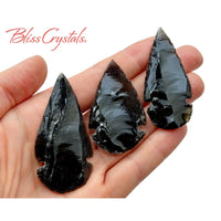 Thumbnail for 2 Black Obsidian Natural Arrowheads for Grounding #BA14