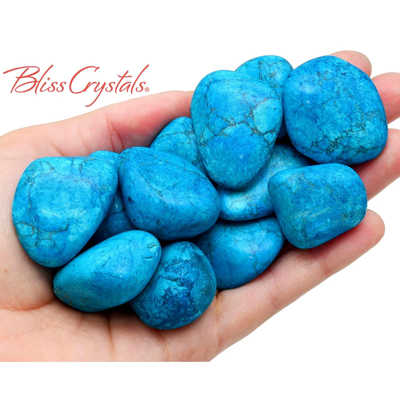 2 Large BLUE HOWLITE Tumbled Stone Dyed Turqoise Color 