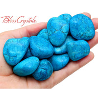 Thumbnail for 2 Large BLUE HOWLITE Tumbled Stone Dyed Turqoise Color 