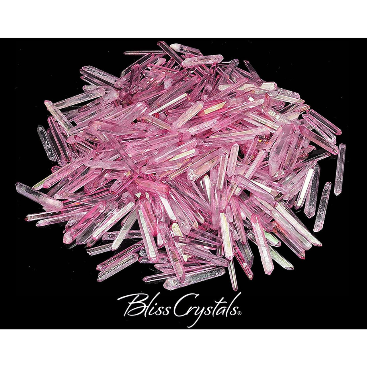 2 Rose Aura - Needle - Rough Laser Quartz Points Pink 