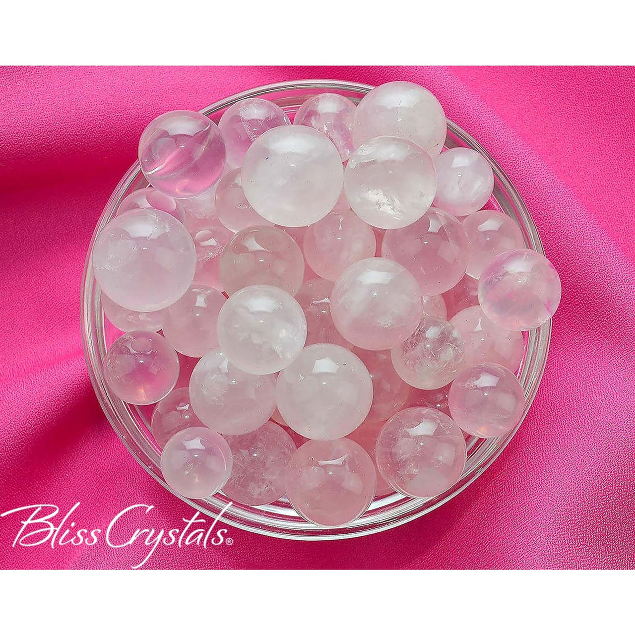 2 ROSE QUARTZ Mini Spheres (hand matched pair) Pink Crystal 