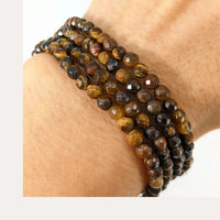 Thumbnail for Gold Tigers Eye 4mm Bead Faceted Bracelet 7