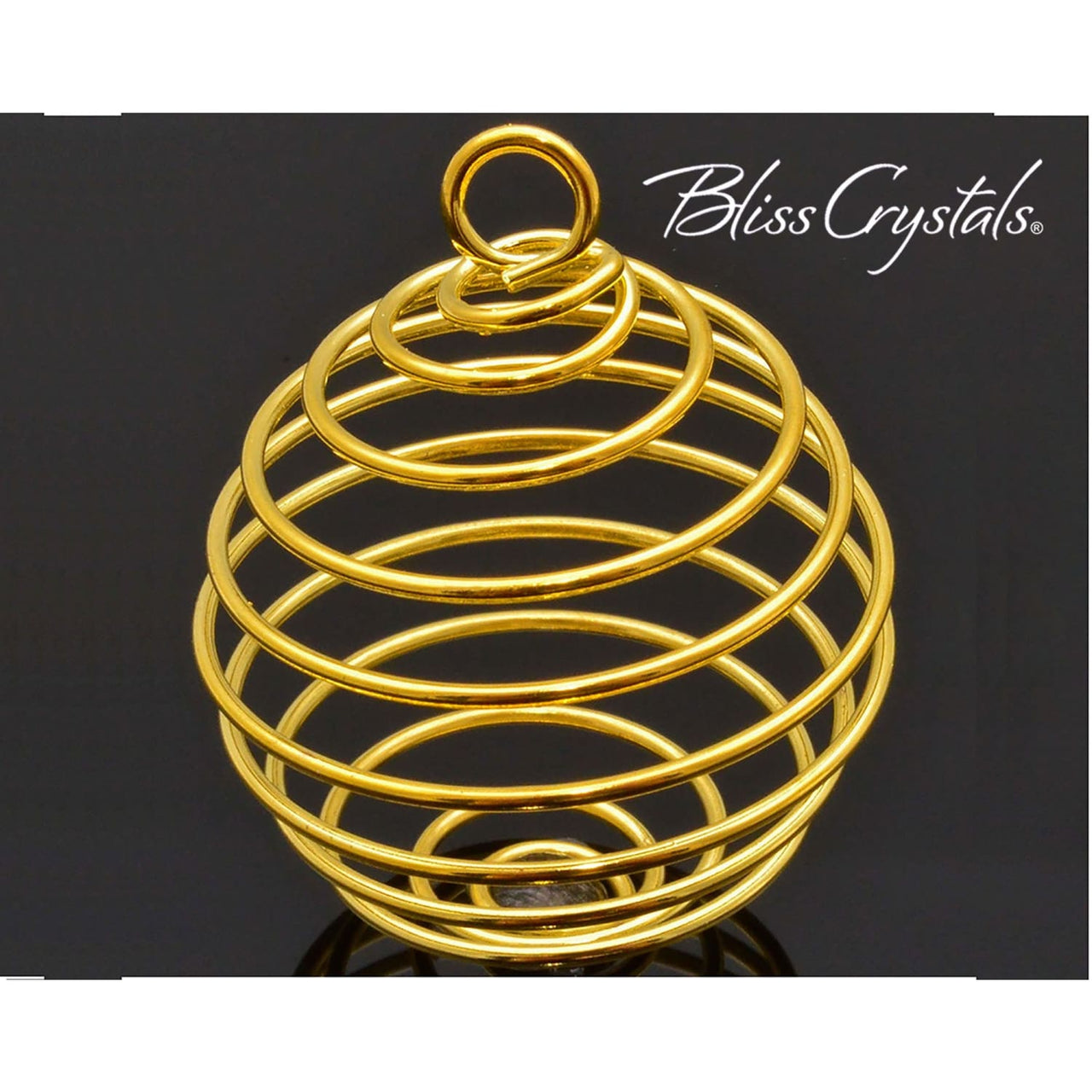 25 mm Gold Tone Spiral Cage Pendant for Crystals Tumbled 
