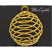 Thumbnail for 25 mm Gold Tone Spiral Cage Pendant for Crystals Tumbled 