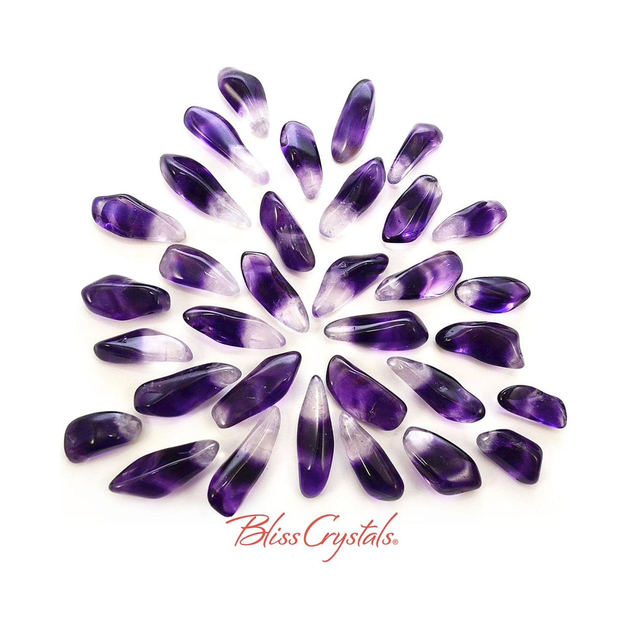 5 Small GEM Amethyst Tumbled Stone (Dogtooth) Mini Banded 