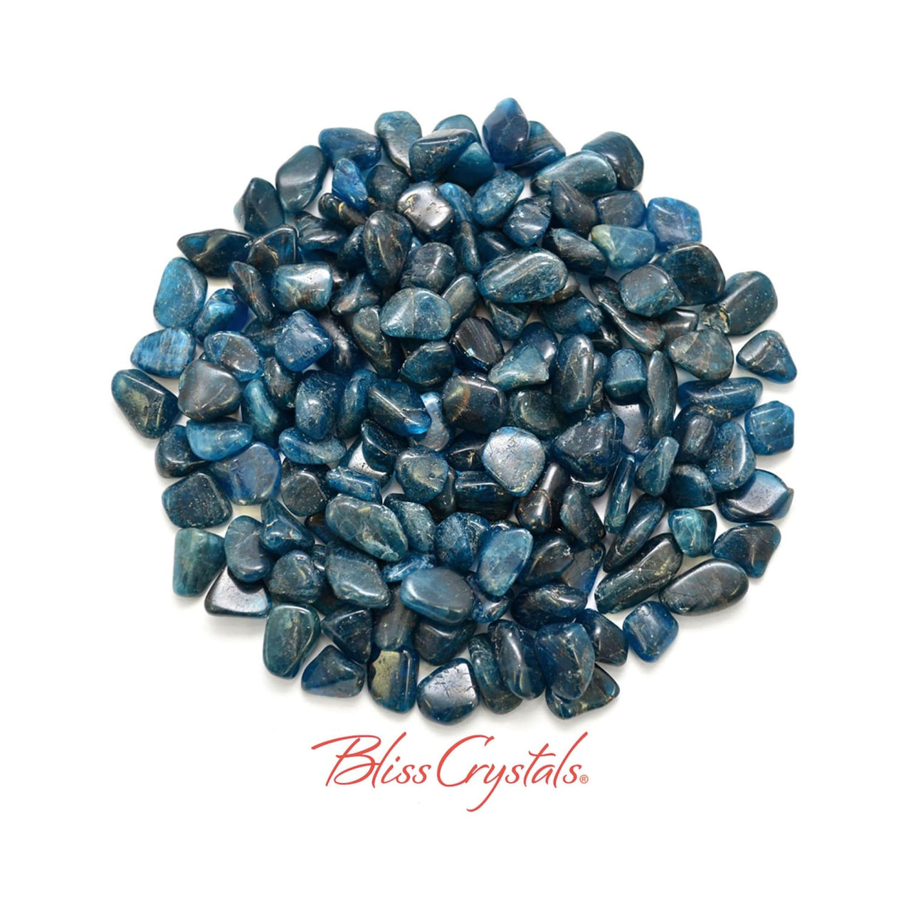 6 XS APATITE Dark Blue Mini Tumbled Stone Crystal #DB02