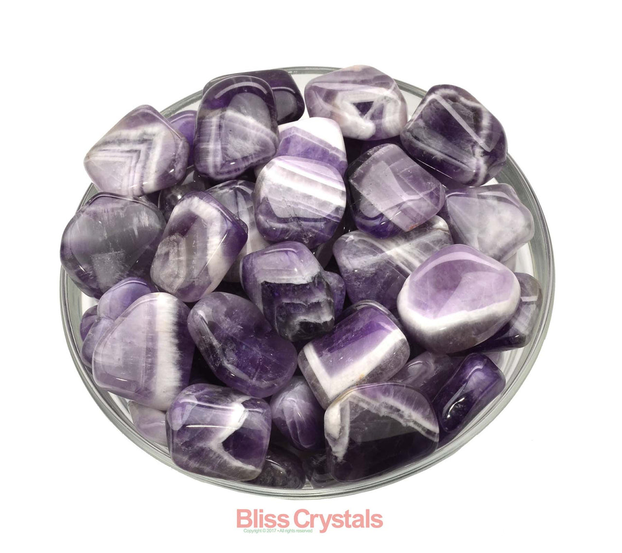 2 Banded AMETHYST Tumbled Stone Flats Healing Crystal #BA01