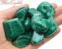 Thumbnail for 1 Jumbo MALACHITE Tumbled Stone Healing Crystal and Stone for Protection Memory Health Reiki Wicca Green Stone #MT06
