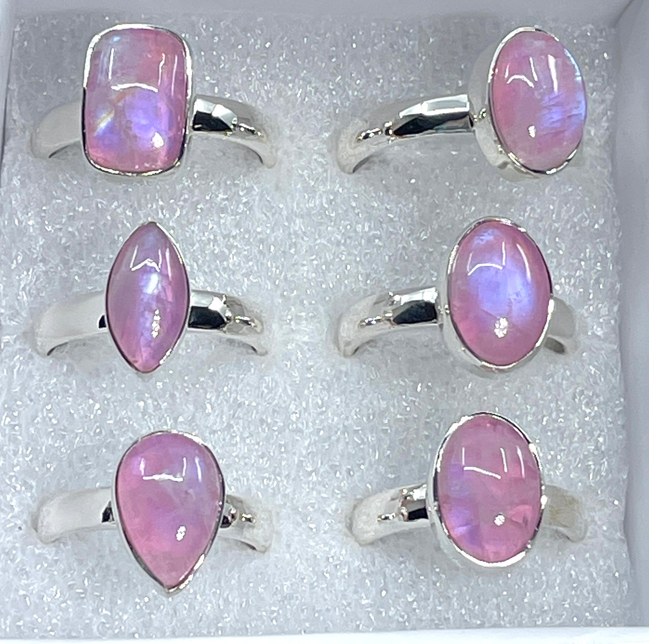 Pink Moonstone Sterling Silver Ring Sizes 6, 7, 8 #SK7301