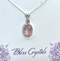 Thumbnail for Rose Quartz Faceted Pendant Sterling Silver Necklace #JSK7304