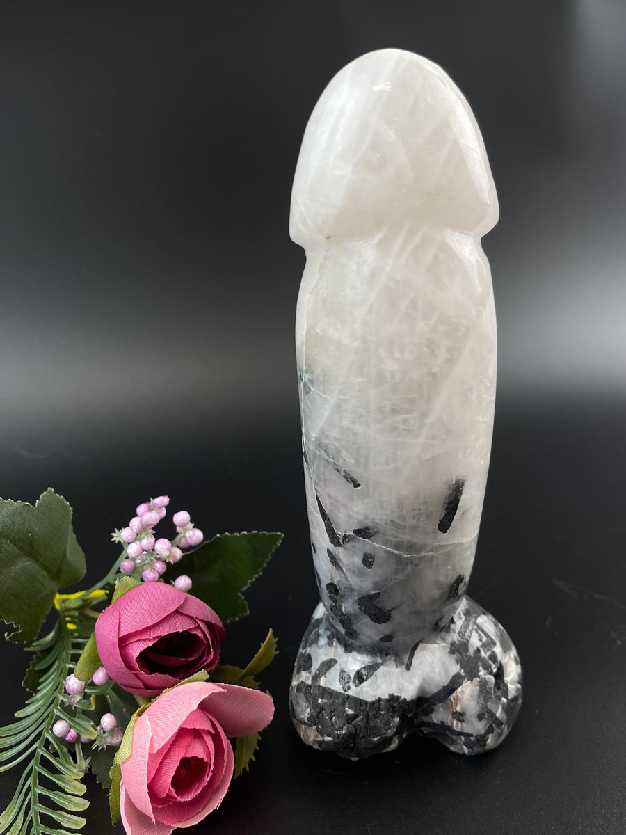 HQ Black Tourmalinated Quartz Phallus 7.25" Crystal Carving #LV0083