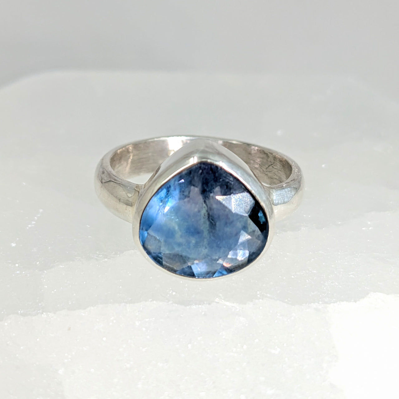 Blue Fluorite Faceted Size 6 Teardrop Ring #LV1563
