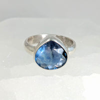 Thumbnail for Blue Fluorite Faceted Size 6 Teardrop Ring #LV1563