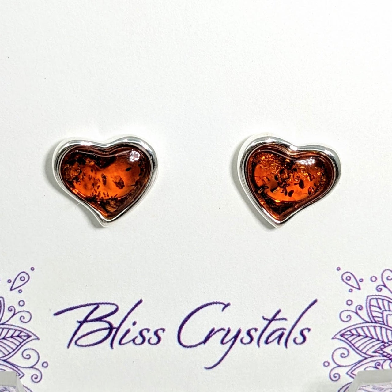 Baltic Amber .55" S.S. Heart Stud Earrings #LV1702