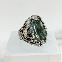 Thumbnail for Seraphinite Jumbo  S.S. Leaf Ring Sz. 6 #LV1727
