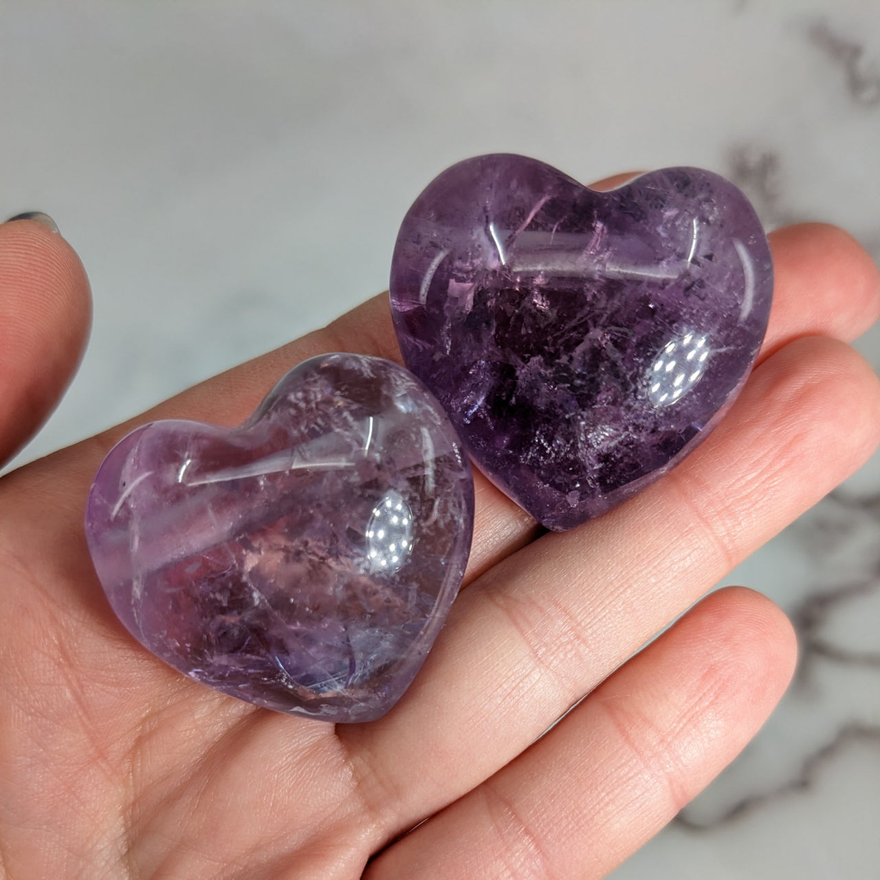 Lilac Amethyst 1.3" - 1.8" Drilled Heart Pendant #LV2017