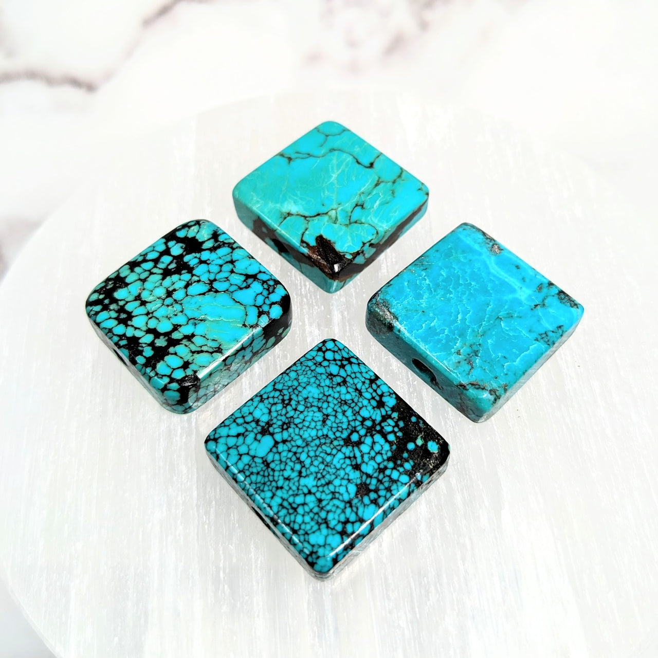 Turquoise .90" - 1" Square Stone Bead #LV2126